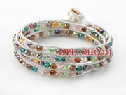 Multi Color Jade Crystal Woven Wrap Bangle Bracelet